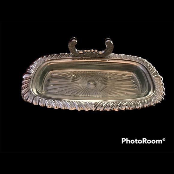 VINTAGE IRVINWARE 1970s Butter Dish with Knife Holder & Glass Insert Tray Set - Picture 7 of 7